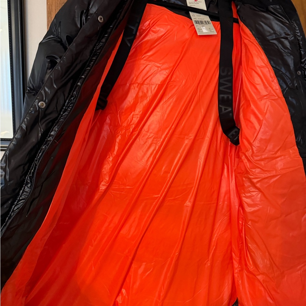 Sweaty Betty Glossy Black Belted Puffer Coat New with Tags Retail Price $525.00 - Picture 6 of 9